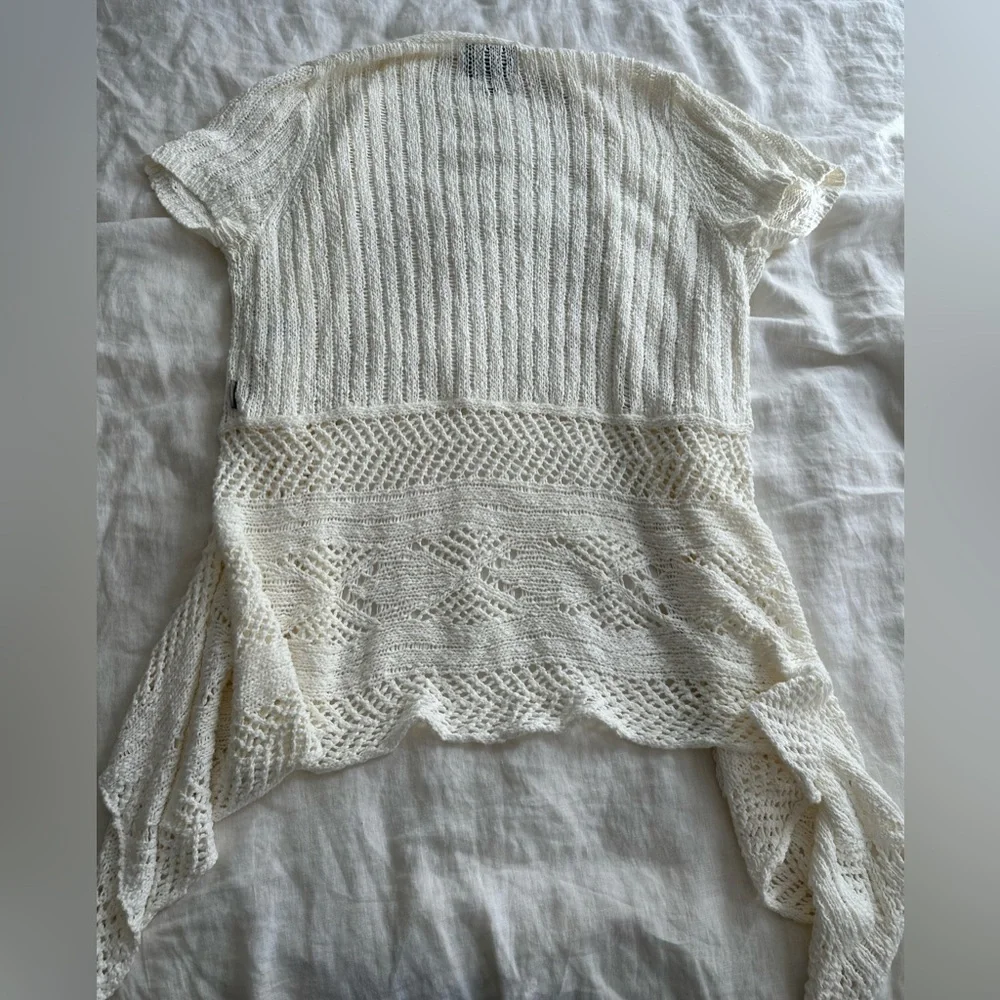 Woolrich Open Knit Long Cardigan XL Seasalt Cotton Duster Coastal Layer Spring - Picture 3 of 8